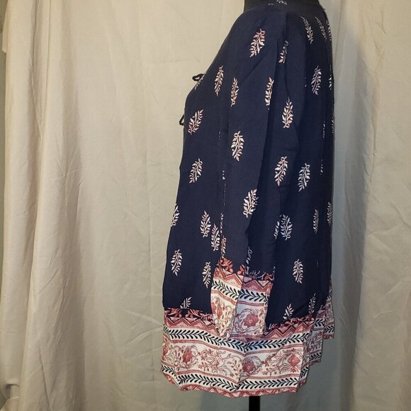 Women's Style & Co Blue and Pink Printed Blouse - M - Picture 3 of 5